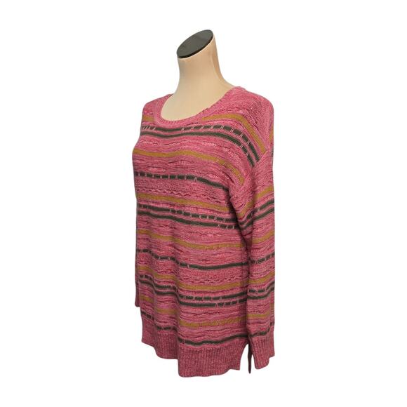 Soft Surroundings Lisabetta Stripe Sweater Textured Long Sleeve Pink Size Medium - Picture 8 of 9